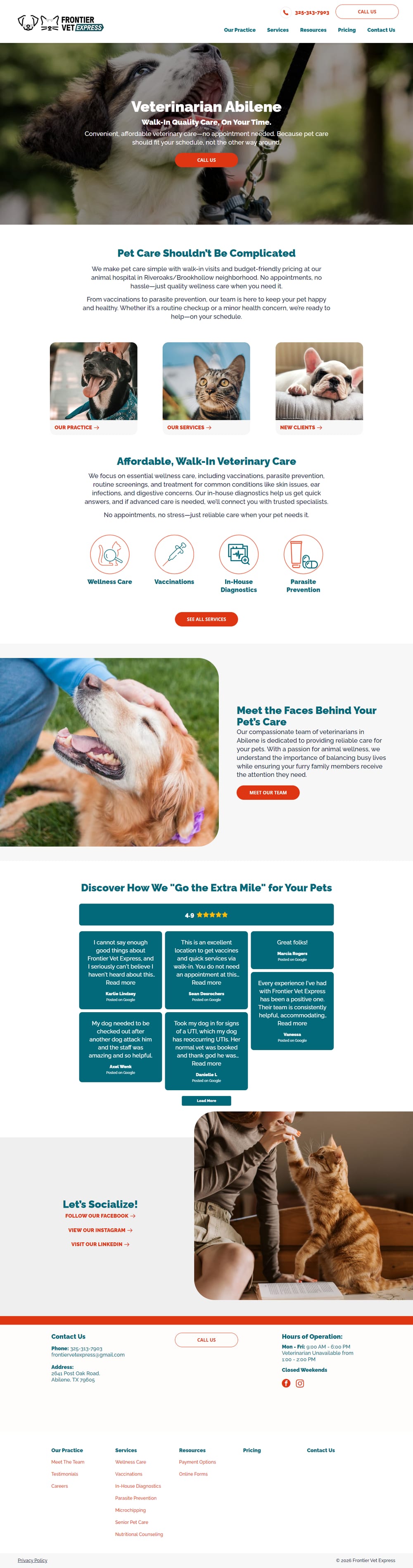 Frontier Vet Express website