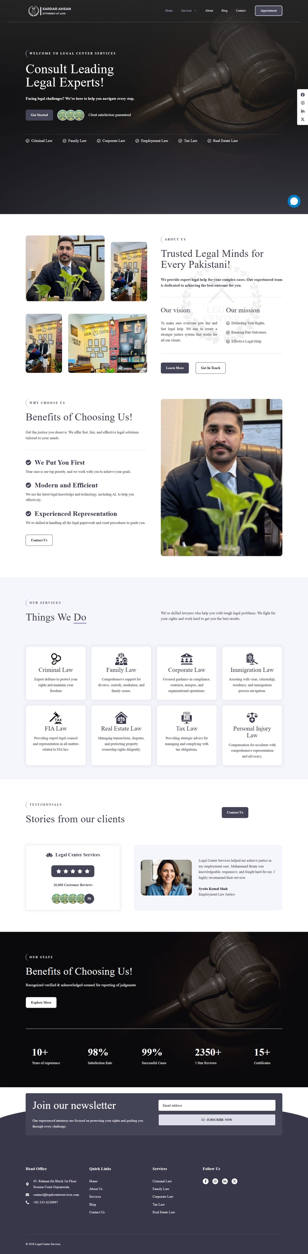 Legal Center Services website