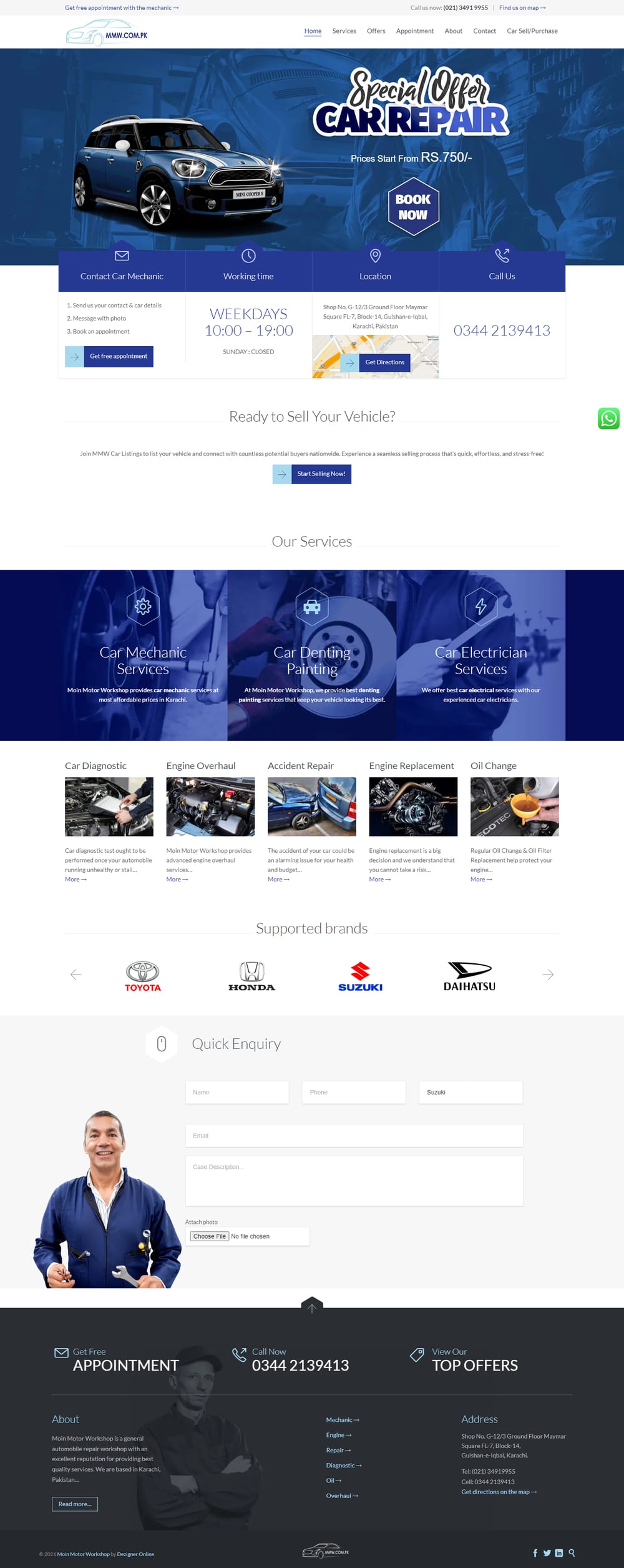 Moin Motor Works website
