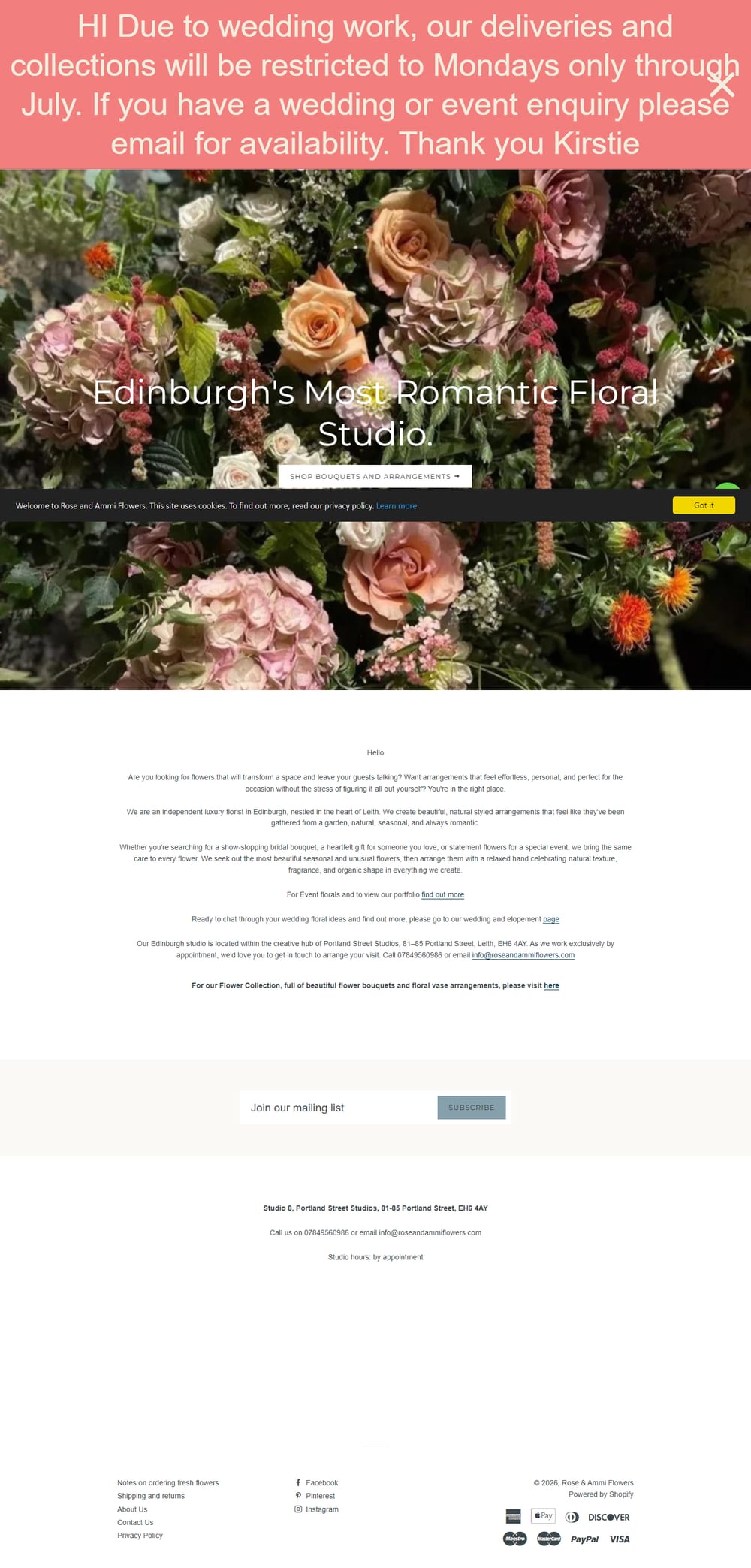Rose & Ammi Flowers website