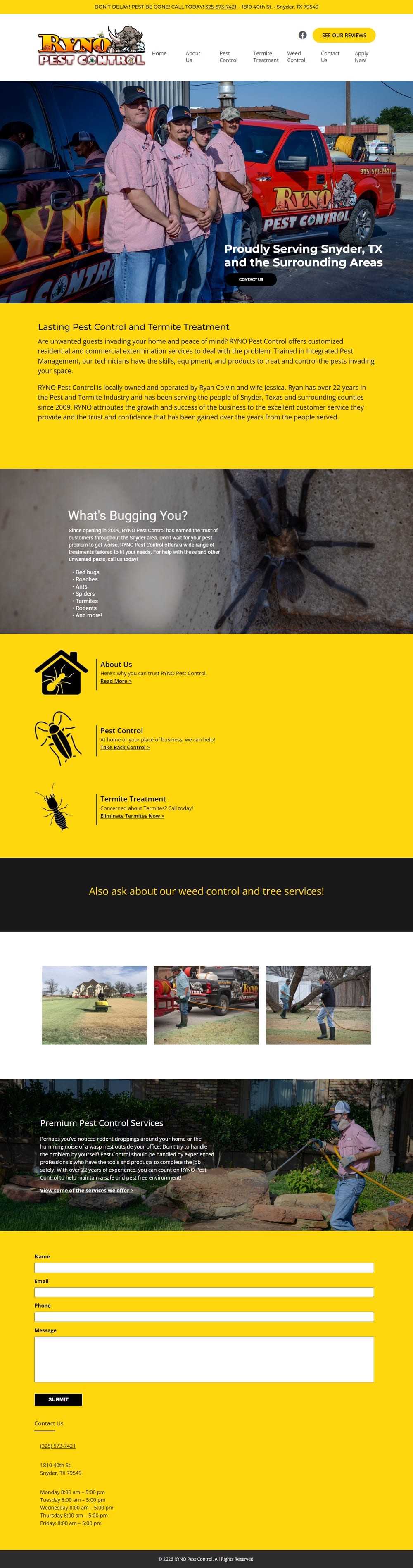 Ryno Pest Control website